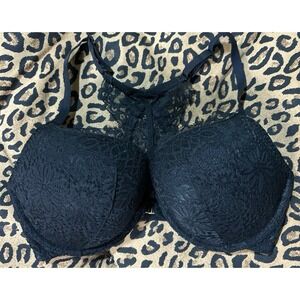 Auden Black‎ Lace Push-up Demi Coverage Racerback Front Closure Bra, 34DD